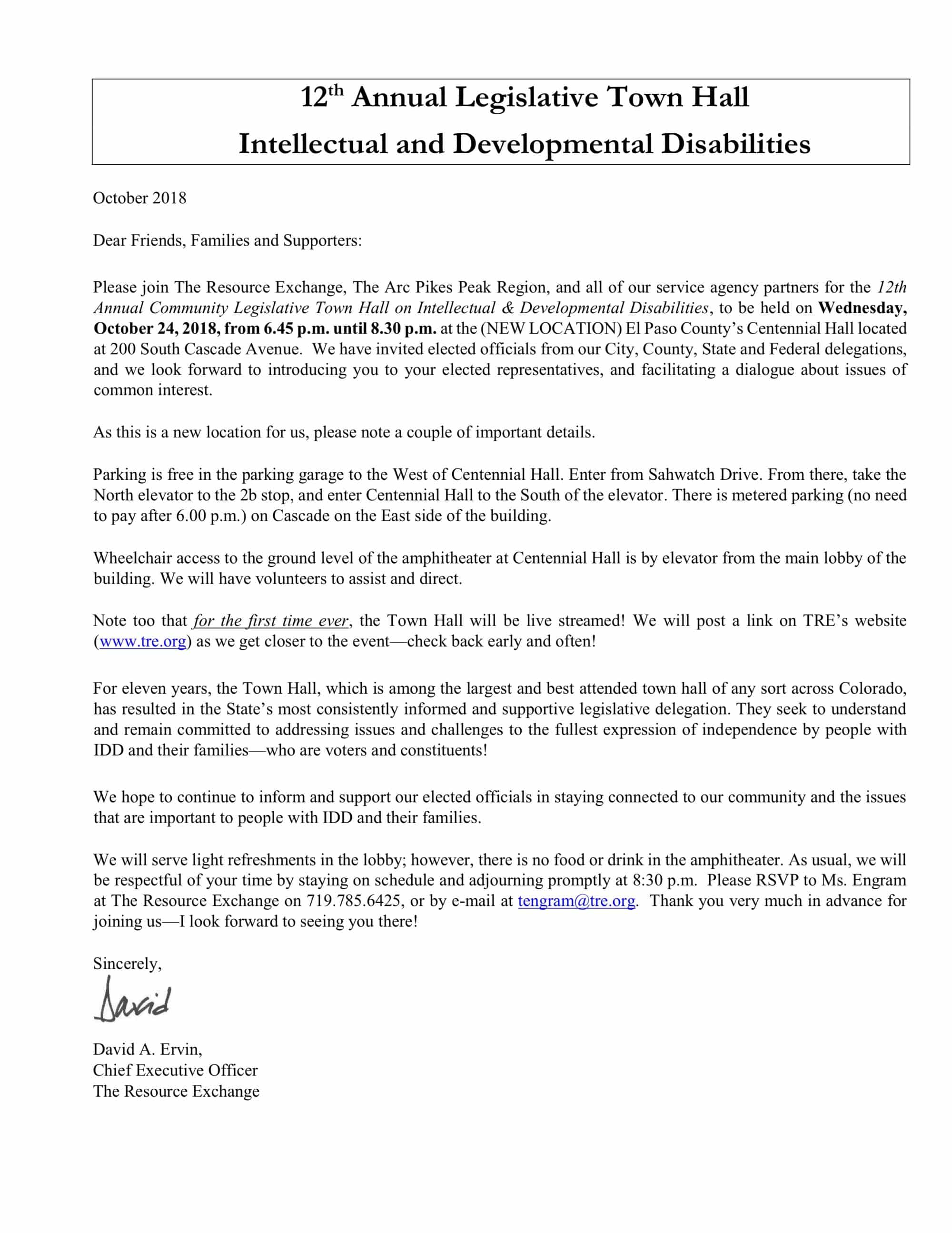12th Annual Legislative Town Hall Intellectual and Developmental Disabilities – The Resource Exchange